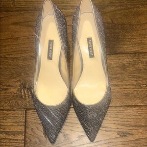 Nine West Glittering Silver Pointed Heels